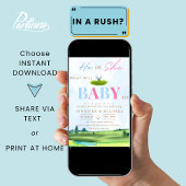 Golf Gender Reveal Par-T-shirt Party Invitation Kaart