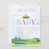 Golf Gender Reveal Par-T-shirt Party Invitation Kaart (Voorkant)