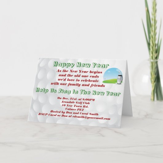 Golf-georiënteerde nieuwjaarsuitnodiging. (Voorkant)