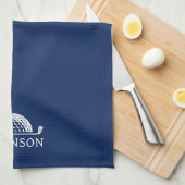 Golf gepersonaliseerde naam marine blauw theedoek (Quarter Fold)