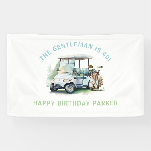 Golf Gepersonaliseerde volwassen verjaardagsparty Spandoek (Horizontaal)
