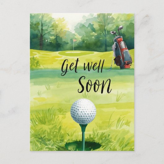 Golf Get Well Soon Kaart – Waterverf Golfbaan (Voorkant)