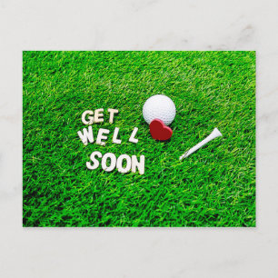 Golf Get Well Soon met golfbal op groene liefde Briefkaart