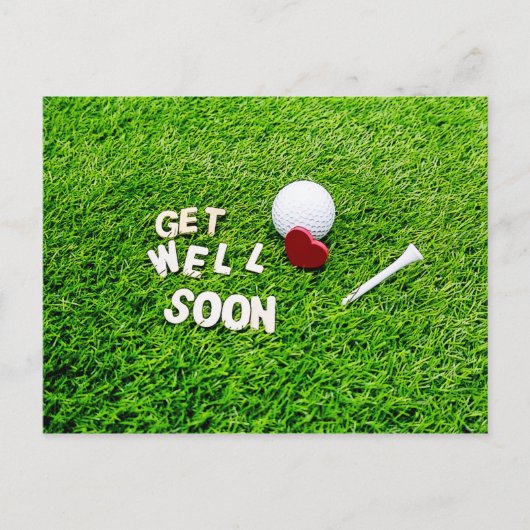 Golf Get Well Soon met golfbal op groene liefde Briefkaart (Voorkant)