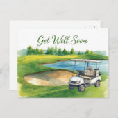 Golf Get well soon with Golf Cart on green Briefkaart (Voorkant / Achterkant)