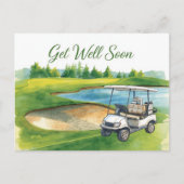 Golf Get well soon with Golf Cart on green Briefkaart (Voorkant)