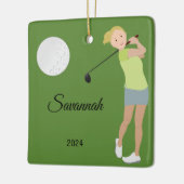 Golf Girl Blonde Keramisch Ornament (Links)