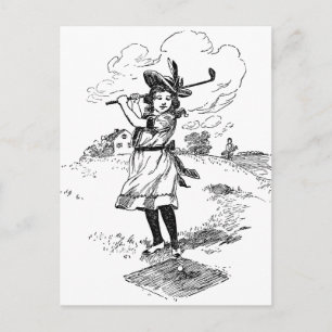 Golf Girl Golfing  kunst Briefkaart