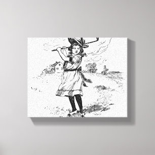 Golf Girl Golfing  kunst Canvas Afdruk