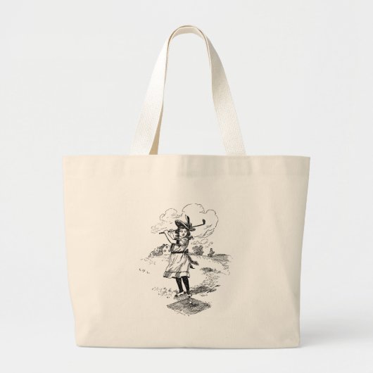 Golf Girl Golfing  kunst Grote Tote Bag (Voorkant)