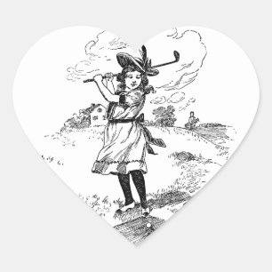 Golf Girl Golfing kunst Hart Sticker