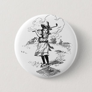Golf Girl Golfing  kunst Ronde Button 5,7 Cm
