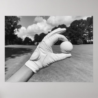Golf Glove Holding Ball op Fairway Poster