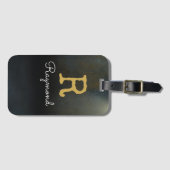 Golf Gold Monogram Initiaal en naam zwart Bagagelabel (Voorkant (horizontaal))