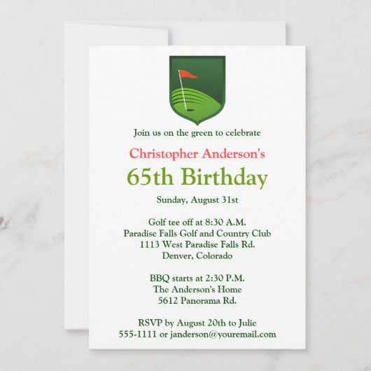Golf Golf Golf 65e Anniversaire Invitation (Devant)