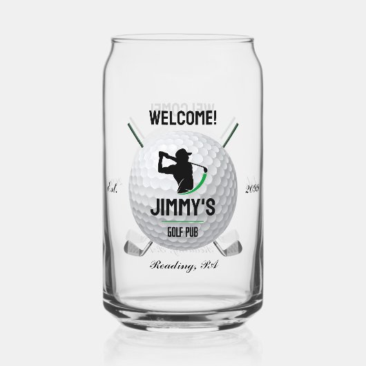 Golf Golfen Golfer Ball Clubs Bierblik Glas (Voorkant)