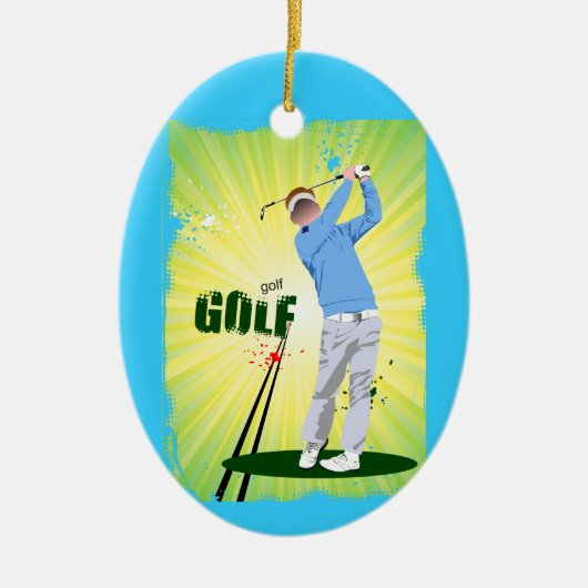 Golf Golfer blue Ornament (Voorkant)