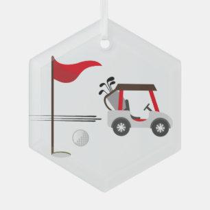 Golf Golfer Cart en Ball Glas Ornament