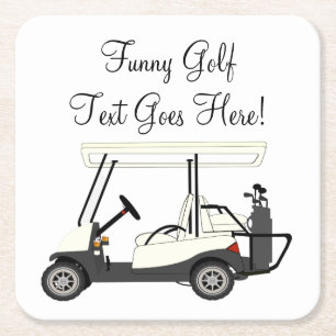 Golf Golfer Cart, gepersonaliseerd Beer Soda-papie Vierkante Kartonnen Onderzetter