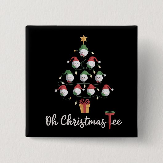 Golf Golfer Funny Golfing Oh Christmas Tee Vierkante Button 5,1 Cm (Voorkant)