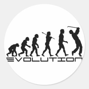 Golf Golfer Golfsport Evolution Art Ronde Sticker