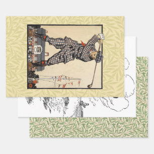 Golf Golfer Vintage Antiek Golfen Inpakpapier Vel