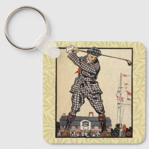 Golf Golfer Vintage Antiek Golfen Sleutelhanger