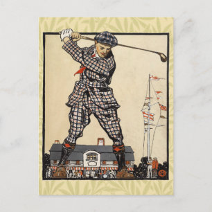 Golf Golfer Vintage Antieke Golfen Briefkaart