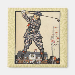 Golf Golfer Vintage Antieke Golfen Magneet
