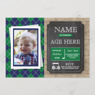 Golf Golfing Any Age Birthday Party Photo Invite Kaart