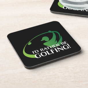 Golf Golfing Modern Golfer Game Sports Black Green Bier Onderzetter