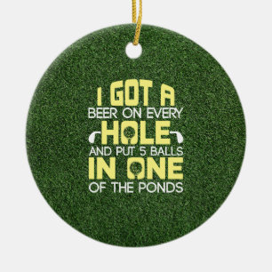 Golf grappig gezegde voor hole in one keramisch ornament