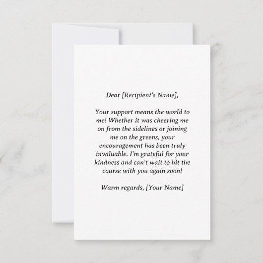 GOLF Greens Dankbaarheid: Fairway Dankjewel Kaart (Achterkant)