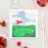 Golf Groen met Rode Vlag en Bal Servet (Insitu)