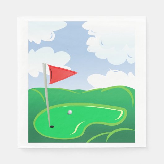 Golf Groen met Rode Vlag en Bal Servet (Voorkant)