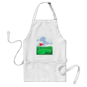 Golf Groen met Rode Vlag en Bal Standaard Schort