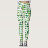 Golf Groen Wit Argyle Patroon Leggings (Voorkant)