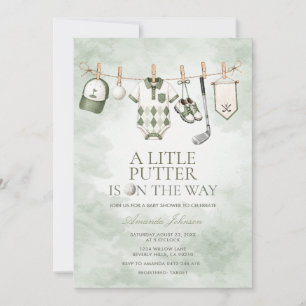 GOLF Groene Kleine Putter Baby Shower Uitnodiging