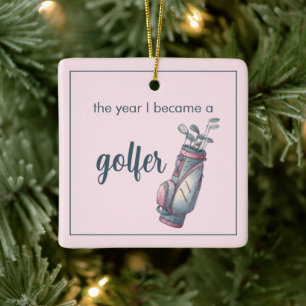 Golf Groep Jaar Dat Ik Een Golfer Werd Roze Keramisch Ornament