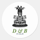 Golf Grooms Bruiloft Ronde Sticker (Voorkant)