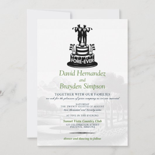 Golf Grooms Faire-part de mariage (Devant)