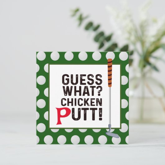 Golf Guest What Chicken Putt Funny Greeting Golfer Bedankkaart (Staand voorkant)