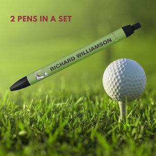 Golf Guy Winkelwagen Vlag Gepersonaliseerde Naam P Zwarte Inkt Pen