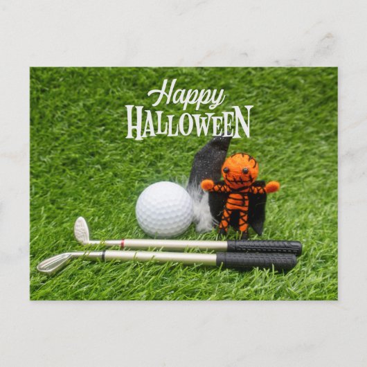 Golf Halloween Dag met golfbal pompoen Briefkaart (Voorkant)