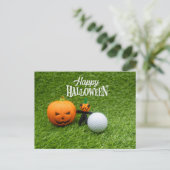 Golf Halloween Dag met golfbal pompoen Briefkaart (Staand voorkant)