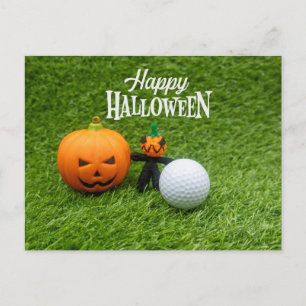 Golf Halloween Dag met golfbal pompoen Briefkaart