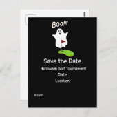 Golf Halloween Day met Ghost sparen de datum Briefkaart (Voorkant / Achterkant)