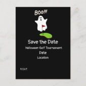 Golf Halloween Day met Ghost sparen de datum Briefkaart (Voorkant)