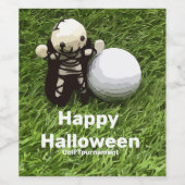 Golf Halloween met golfbal en spookgolf Wijn Etiket (Enkel label)