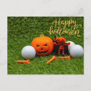 Golf Halloween naar golfer met golfbal Halloween Briefkaart